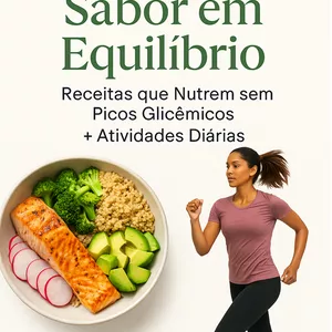 Imagem de capa para o Ebook Sabor em Equilíbrio Receitas que Nutrem sem Picos Glicêmicos + Atividades Diárias