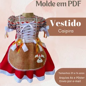 Imagem de capa para o Ebook MOLDE EM PDF VESTIDO CAIPIRA INFANTIL 