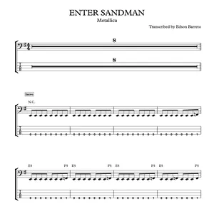 Cover image for Online course ENTER SANDMAN (Metallica) Bass Transcription, Score &amp; Tab Lesson