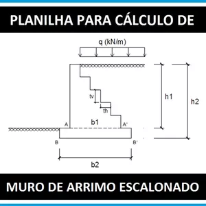 Imagem do curso Planilha para cálculo de muro de arrimo com perfil escalonado (Tipo II)