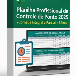 Imagem de capa para o Curso online Planilha Profissional de Controle de Ponto 2025 – Jornada Integral e Parcial + Instruções de preenchimento