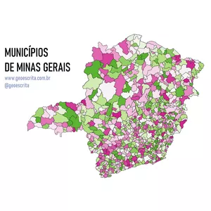 Imagem de capa para o Curso online Municípios de Minas Gerais - Mapa Editável para PowerPoint e SVG v2.0