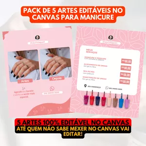 Imagem de capa para o Ebook PACK 5 ARTES PARA MANICURE EDITÁVEIS NO CANVAS