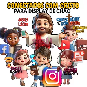 Imagem de capa para o Ebook CONECTADOS COM CRISTO - 5 CRIANÇAS + JESUS GRANDÃO PARA IMPRIMIR 🖨