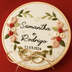 Imagem de capa para o Ebook Risco para Bordar - Porta Alianças Coração Floral