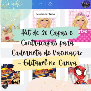 Imagem de capa para o Ebook Kit de 20 Capas e Contracapas para Caderneta de Vacinação – Editável no Canva