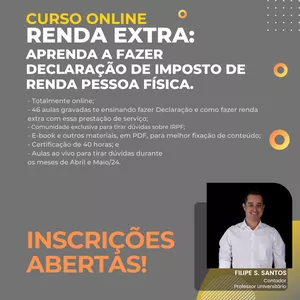 Imagem do curso Renda Extra: Aprenda a fazer Declaração de Imposto de Renda Pessoa Física.