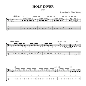 Cover image for Online course HOLY DIVER (Dio) Bass Transcription, Score & Tab Lesson
