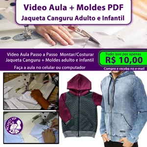 Imagem principal do produto Aula Passo a Passo  Montar/Costurar  Jaqueta + Moldes PDF Adulto e Infantil