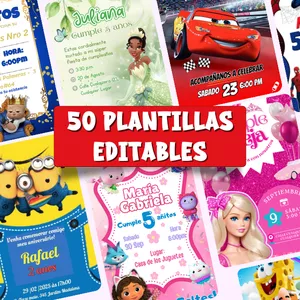 Imagen de portada para Ebook 50 Plantillas Editables de Cumpleaños Infantil en Canva