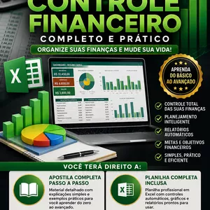 Imagem do curso CURSO ONLINE - PLANILHA CONTROLE FINANCEIRO - COMPLETO COM APOSTILA COMPLETA PASSO A PASSO E PLANILHA EXCEL