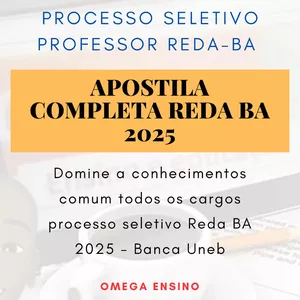 Imagem de capa para o Ebook Apostila Completa Professor REDA BA 2025 - conhecimentos comum a todos os cargos