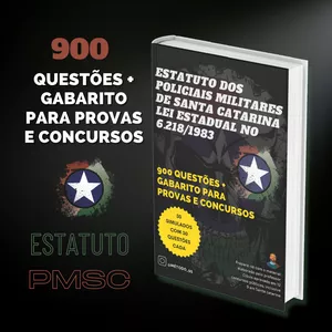Imagem de capa para o Ebook 900 questões Estatuto PMSC