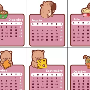 Imagen de portada para Ebook Calendario Capibara comelón imprimible en PDF.