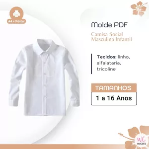 Imagem de capa para o Ebook MOLDE CAMISA SOCIAL INFANTIL