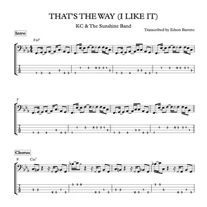Cover image for Online course THAT'S THE WAY (I LIKE IT) (KC &amp; THE SUNSHINE BAND) Bass Score &amp; Tab Lesson