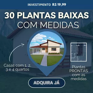 Imagem de capa para o Ebook 30 Plantas de Casas Prontas com Medidas - Economize com o arquiteto e comece sua casa dos sonhos agora