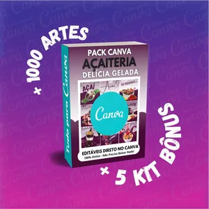 Imagem de capa para o Curso online Pack Canva - Açaiteria Delícia Gelada +1000Artes+5KitsBônus