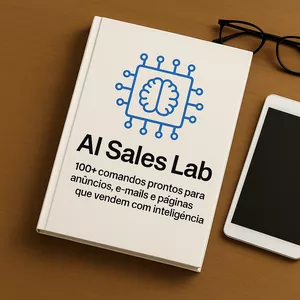 Imagem de capa para o Ebook AI Sales Lab – Prompts que Vendem: 100 Comandos Prontos para Vender com IA em Minutos + BÔNUS GRÁTIS: Estudo Aprofundado de Nicho e Público