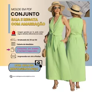 Imagem de capa para o Curso online Molde em PDF: Conjunto Saia e Regata com Amarração (com aula de costura da peça)