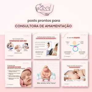 Imagem de capa para o Curso online Pack Consultora de Amamentação - posts e artes prontas