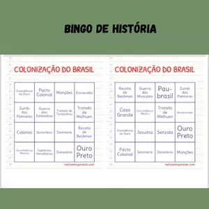 Imagem de capa para o Ebook BINGO DE HISTÓRIA BRASIL COLÔNIA