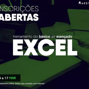 Imagem de capa para o Evento online Curso de Excel - Parceria Maestria e ACZ Jr.