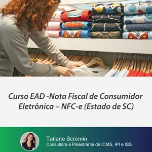 Imagem de capa para o Curso online CURSO: NOTA FISCAL DE CONSUMIDOR ELETRÔNICA - NFC-e (Estado de SC)