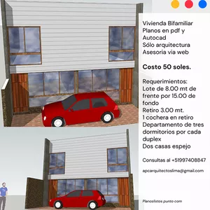 Imagen de portada para Curso online Bifamiliar para terreno 8 mt x 15 mt. Duplex