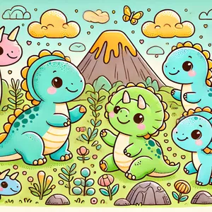 Cover image for Online course Coloring Image Pack - Baby Dinosaurs (10 Exclusive Drawings) #1