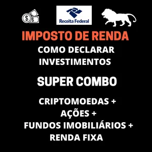 Imagem de capa para o Ebook COMBO DECLARAÇÃO IMPOSTO DE RENDA 2 EM 1 - CRIPTOMOEDAS + AÇÕES + FUNDOS IMOBILIÁRIOS + RENDA FIXA