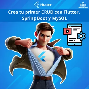 Imagen de portada para Curso online Crea tu primer CRUD con Flutter,  Spring Boot y MySQL