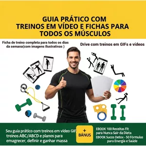 Imagem de capa para o Ebook Guia Prático com Treinos em Vídeo e Fichas para Todos os Músculos