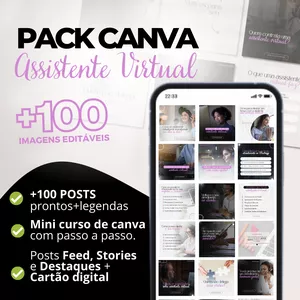 Imagem de capa para o Ebook Pack Canva ASSISTENTE VIRTUAL