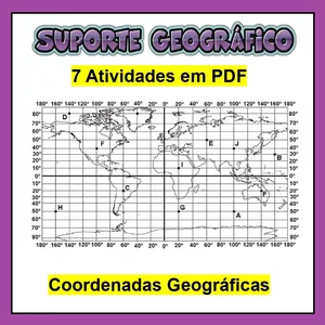 Imagem de capa para o Ebook 7 Atividades Coordenadas Geográficas - caderno 9 🛰️