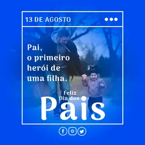 Imagem de capa para o Curso online Social Media Instagram Pai o primeiro  herói de uma filha Feliz Dia Dos Pais PSD Editável