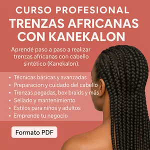 Imagen de portada para Curso online ✨ Curso Profesional de Trenzas Africanas con Kanekalon (Formato PDF) ✨