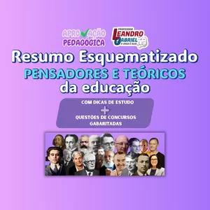 Imagem de capa para o Ebook Resumo: Pensadores e Teóricos da Educação [PDF] + BÔNUS: Simulado Teóricos 30 questões COMENTADAS [PDF]. 