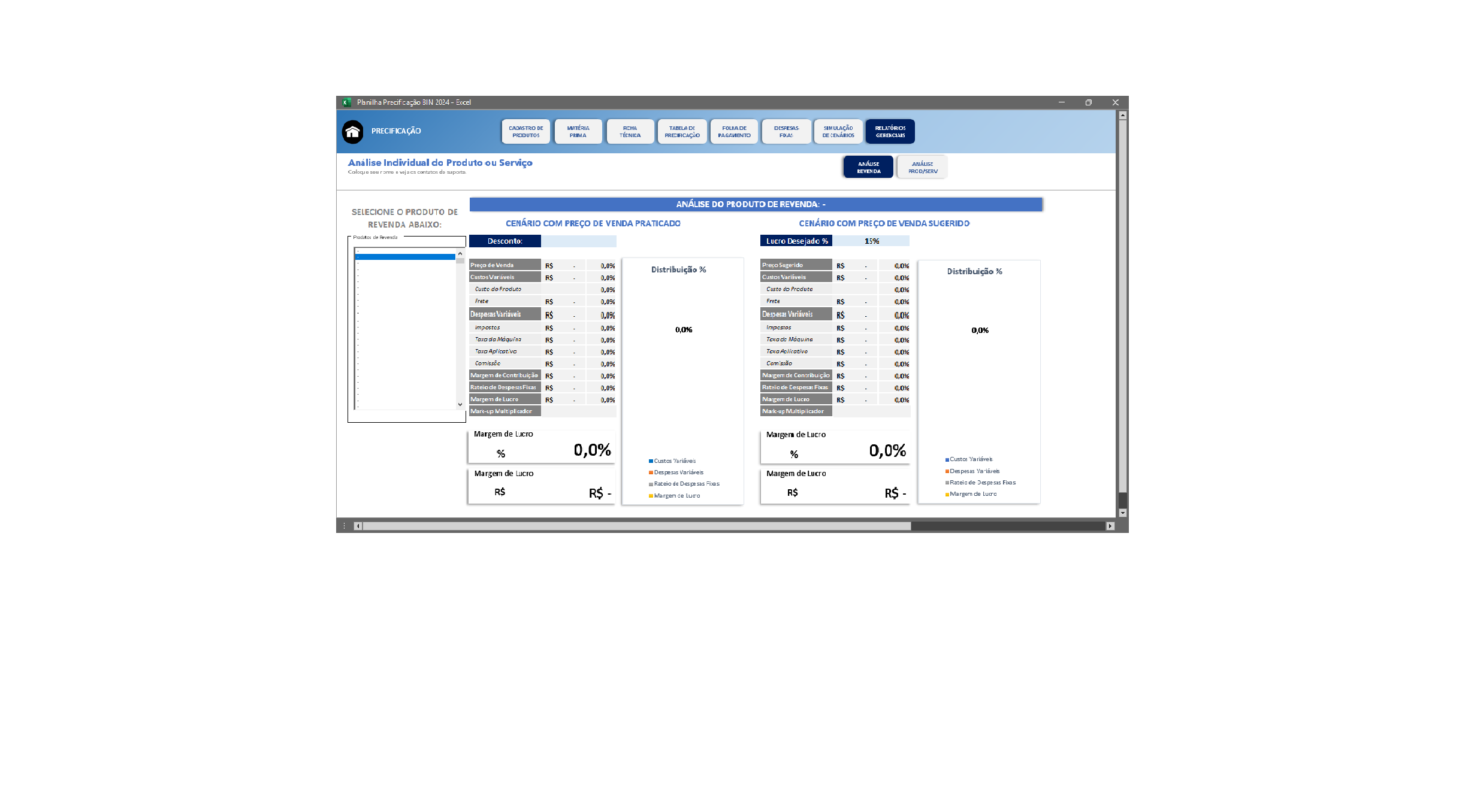 Planilha PLANILHA PRECIFICAÇÃO - FORMATO BINARIO 2024 
