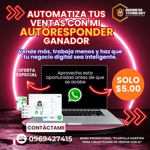 Imagen de portada para Curso online 🚀ACTIVA MI AUTORESPONDER GANADOR Y VENDE POR WHATSAPP COMO UN PRO