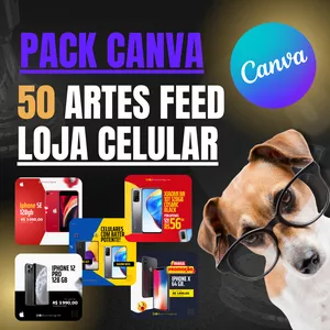 Imagem de capa para o Curso online  PACK CANVA 50 ARTES FEED - LOJA DE CELULAR