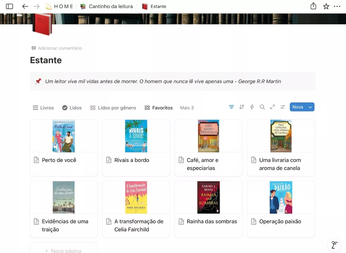 Layout bonito que inspira a ler