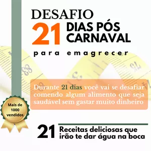 Imagem de capa para o Ebook Desafio 21 dias pós carnaval para emagrecer