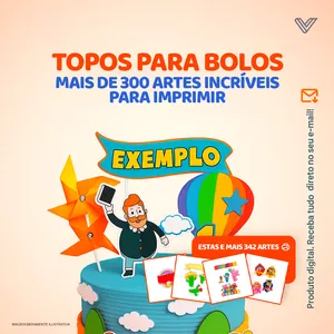 Imagem de capa para o Curso online Topos para Bolos: Mais de 300 artes incríveis para imprimir
