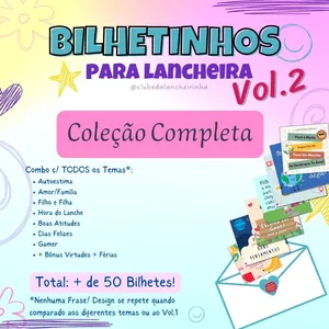 Imagem de capa para o Ebook Combo - Bilhetinhos para Lancheira Vol.2 - Coleção Completa
