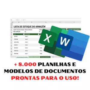 Imagem do curso + de 8.000 Planilhas em Excel e Modelos de Documentos em Word.
