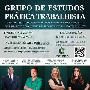 Imagem de capa para o Curso online GRUPO DE ESTUDOS – PRÁTICA TRABALHISTA