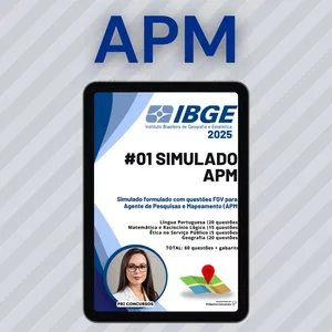 Imagem de capa para o Ebook #01 SIMULADO PARA APM DO IBGE 2025