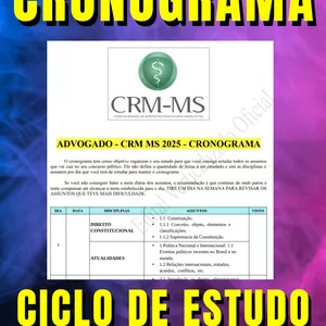 Imagem de capa para o Curso online ADVOGADO - CRM MS 2025 - CRONOGRAMA
