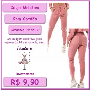 Imagem de capa para o Curso online Molde Calça Moletom Com Cordão (PP ao GG)